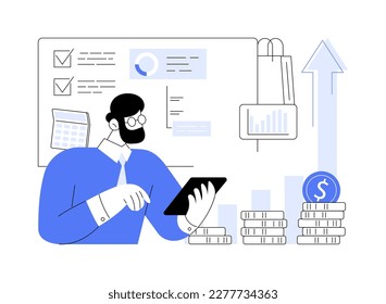 Sales forecasting abstract concept vector illustration. Business strategy planning, marketing forecasting method, sales software, revenue management, retail income, profit plan abstract metaphor.