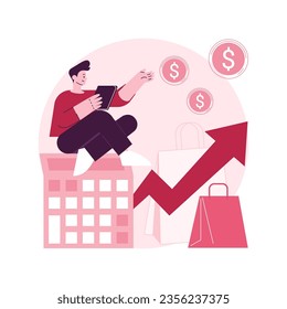 Ilustración abstracta del vector de concepto de predicción de ventas. Planificación de estrategias de negocio, método de previsión de marketing, software de ventas, gestión de ingresos, ingresos minoristas, metáfora abstracta del plan de beneficios.