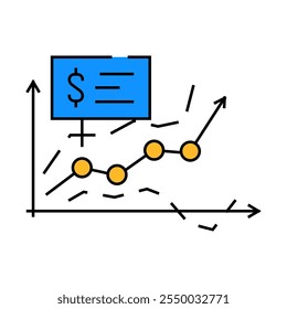 vetor da linha do ícone do processo comercial de previsão de vendas. sinal do processo comercial de previsão de vendas. ilustração de símbolo isolado