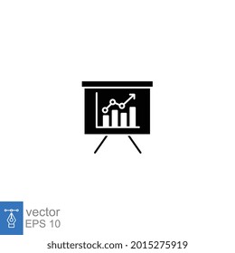 sales forecasting glyph icon. Predictive analytics financial business. Sale marketing Bar graph observation budget estimate. Flat pictogram. Vector illustration. Design on white background. EPS 10