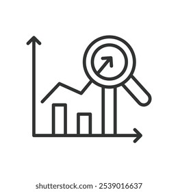 Sales forecasting icon in line design. Forecasting, sales, analysis, projection, trends, revenue, data on white background vector. Sales forecasting editable stroke icon