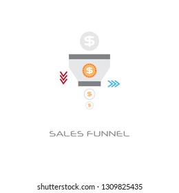 sales funnel analysis concept finance internet marketing data white background line style