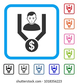 Sales Funnel Client raster flat pictogram. Person face has joy feeling.