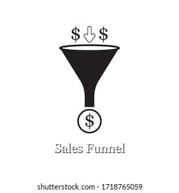 Icono vectorial de concepto de embudo de ventas. Ilustración de los símbolos de negocios en un estilo moderno.