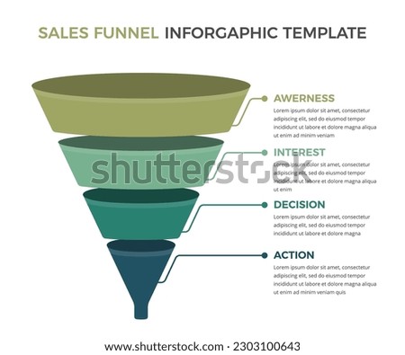 Sales funnel diagram with 4 elements, business infographic design template, vector eps10 illustration