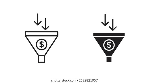 Sales Funnel filled and outlined icons vectors on white background