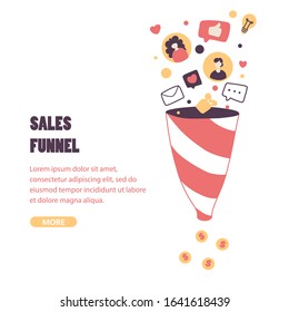 Sales Funnel Flat Vector Landing Page Template