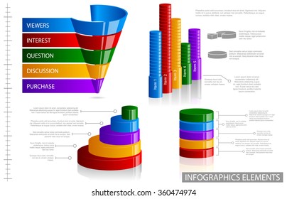 Sales funnel and glossy infographic element for marketing 