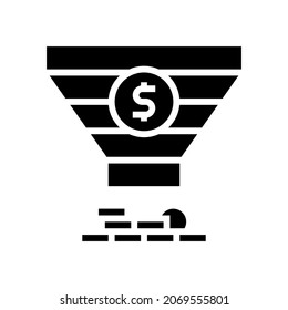 vector de icono de glifo de embudo de ventas. señal de embudo de ventas. símbolo de contorno aislado ilustración negra