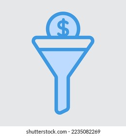 Sales funnel icon in blue style, use for website mobile app presentation
