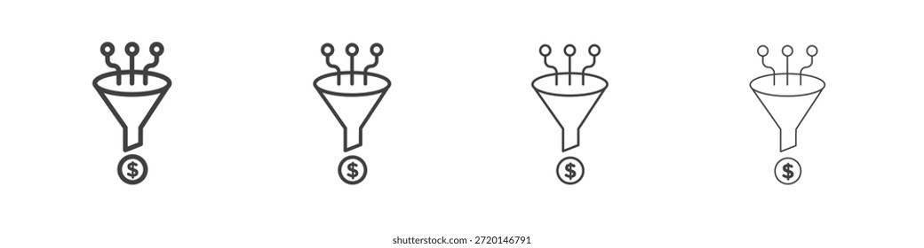Concepto de icono de embudo de ventas Pictograma lineal. Ilustración de elemento simple.