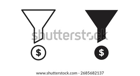 Sales funnel icon flat black and white logo