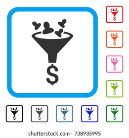Sales Funnel icon. Flat grey pictogram symbol in a light blue rounded square. Black, gray, green, blue, red, orange color variants of Sales Funnel vector. Designed for web and app interfaces.