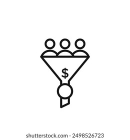 sales funnel icon isolated on white background