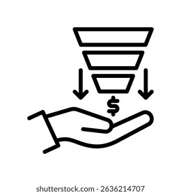 Ilustração do vetor da linha do ícone do funil de vendas