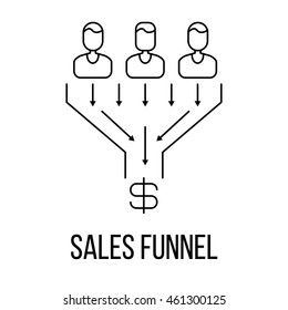 Sales Funnel Icon Or Logo Line Art Style. Vector Illustration.