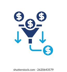 Ilustração de vetor misto do ícone de funil de vendas