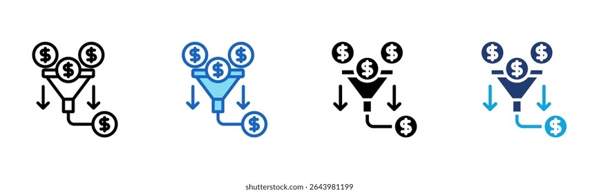 Icono de embudo de ventas Ilustración vectorial de estilo múltiple