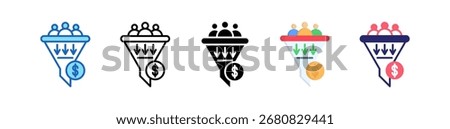Sales Funnel Icon Multiple Style Set Collection.