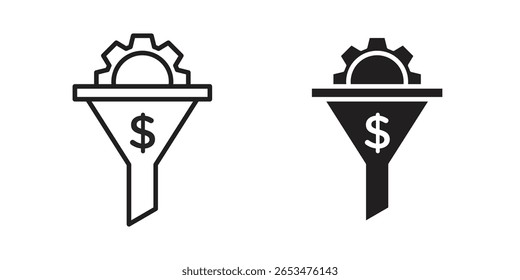 Sales funnel icon, outline vector sign, linear and solid style pictogram isolated on white.