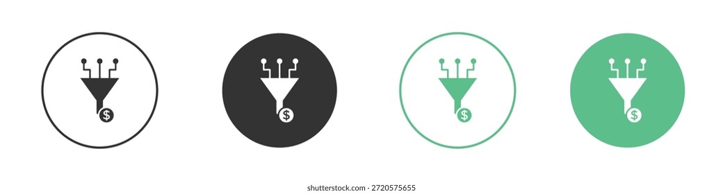 Pictogramas de iconos de embudo de ventas. Vector EPS 10