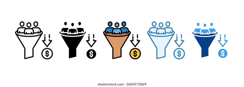 Sales Funnel Icon Set Multiple Style Collection