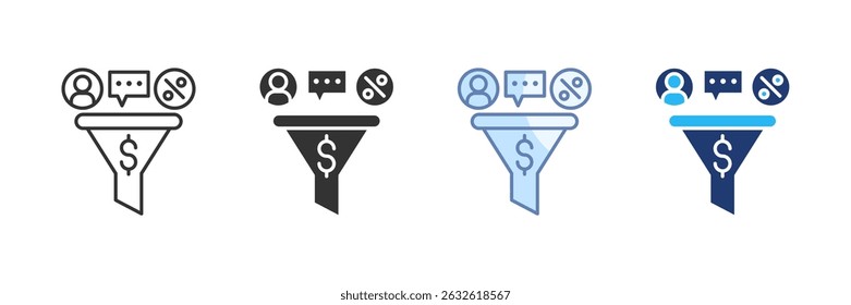 Conjunto de iconos de embudo de ventas Colección de estilo múltiple