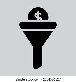Icono de embudo de ventas en un estilo sólido, uso para presentación de aplicaciones móviles en sitios web