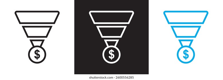 Sales Funnel Icon.  Vector illustration. isolated on white and black background. EPS 10