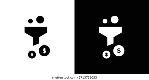 Sales funnel icon. Vector illustration. Silhouette in black color