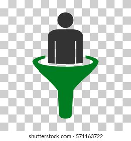 Sales Funnel icon. Vector illustration style is flat iconic bicolor symbol, green and gray colors, transparent background. Designed for web and software interfaces.