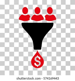 Sales Funnel icon. Vector illustration style is flat iconic bicolor symbol, intensive red and black colors, transparent background. Designed for web and software interfaces.