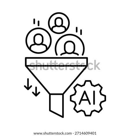 Sales Funnel Icon: Vector Line Graphic for Sales Process and Conversion Concepts. Sales funnel icon, customer journey, lead nurturing, conversion process, and revenue growth.