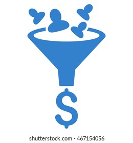 Sales Funnel icon. Vector style is flat iconic symbol with rounded angles, cobalt color, white background.