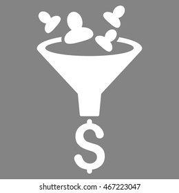 Sales Funnel icon. Vector style is flat iconic symbol with rounded angles, white color, gray background.