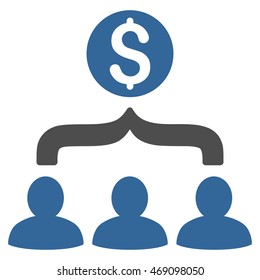Sales Funnel icon. Vector style is bicolor flat iconic symbol with rounded angles, cobalt and gray colors, white background.