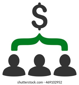 Sales Funnel icon. Vector style is bicolor flat iconic symbol with rounded angles, green and gray colors, white background.