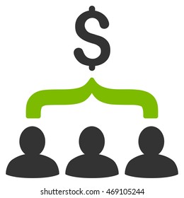 Sales Funnel icon. Vector style is bicolor flat iconic symbol with rounded angles, eco green and gray colors, white background.