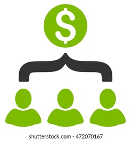 Sales Funnel icon. Vector style is bicolor flat iconic symbol with rounded angles, eco green and gray colors, white background.