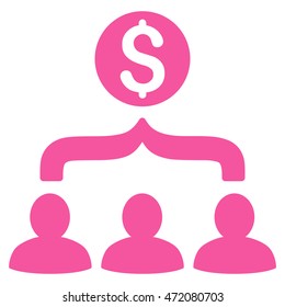 Sales Funnel icon. Vector style is flat iconic symbol with rounded angles, pink color, white background.