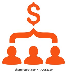 Sales Funnel icon. Vector style is flat iconic symbol with rounded angles, orange color, white background.