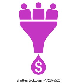 Sales Funnel icon. Vector style is flat iconic symbol with rounded angles, violet color, white background.