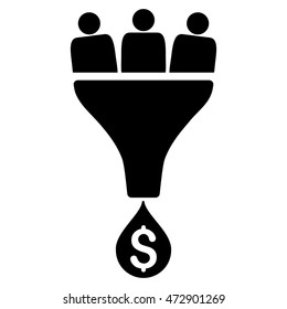 Sales Funnel icon. Vector style is flat iconic symbol with rounded angles, black color, white background.