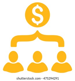 Sales Funnel icon. Vector style is flat iconic symbol with rounded angles, yellow color, white background.