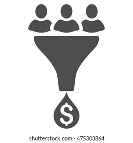 Sales Funnel icon. Vector style is flat iconic symbol with rounded angles, gray color, white background.