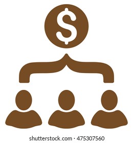 Sales Funnel icon. Vector style is flat iconic symbol with rounded angles, brown color, white background.