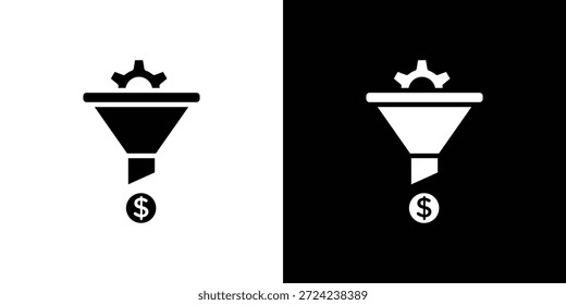 Concepto de Vector plano de iconos de embudo de ventas. Ilustraciones en blanco y negro