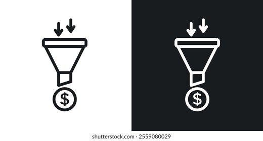 Sales funnel icons. vector set in black colors