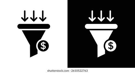 Sales funnel icons vector set in solid flat style