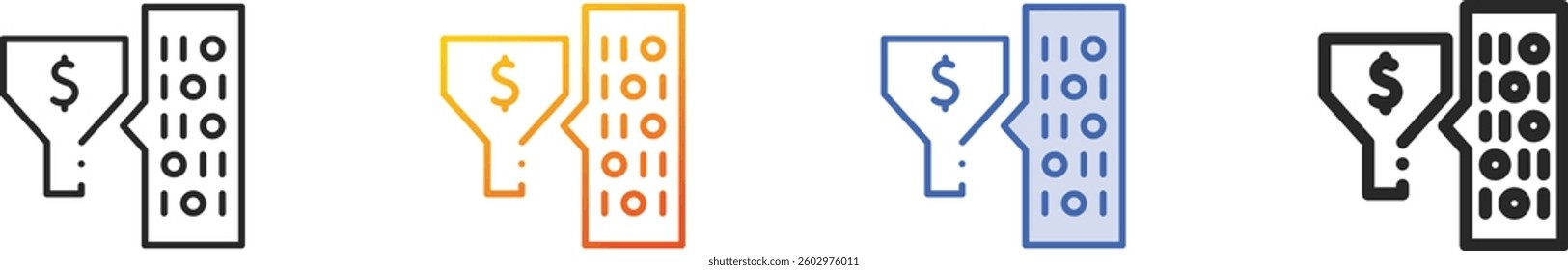 sales funnel icon.Thin Linear, Gradient, Blue Stroke and bold Style Design Isolated On White Background